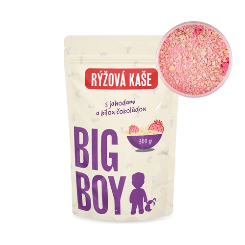BIG BOY® Ryžová kaša s príchuťou jahôd v bielej čokoláde 300g Eko variant
